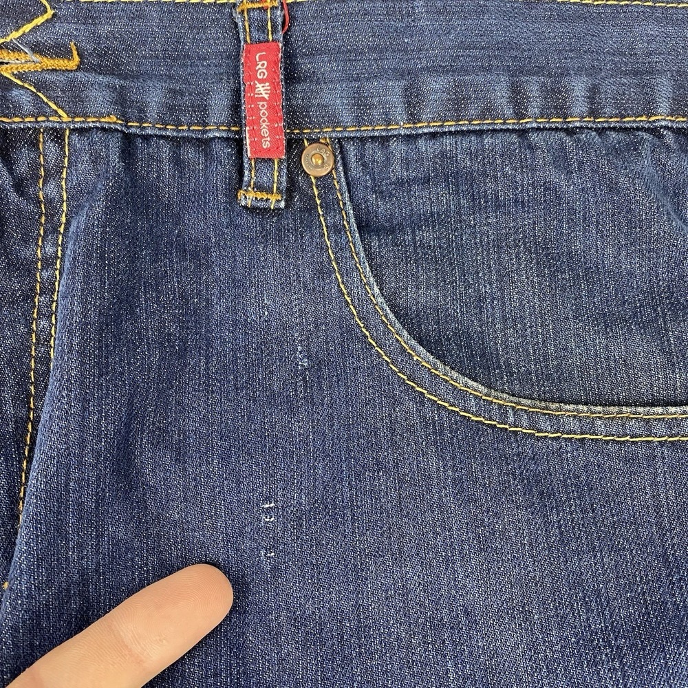 Vtg Lifted Research Group Jeans Mens 36x30.5 Blue Wolf Embroidered Y2K Baggy LRG - Picture 6 of 16